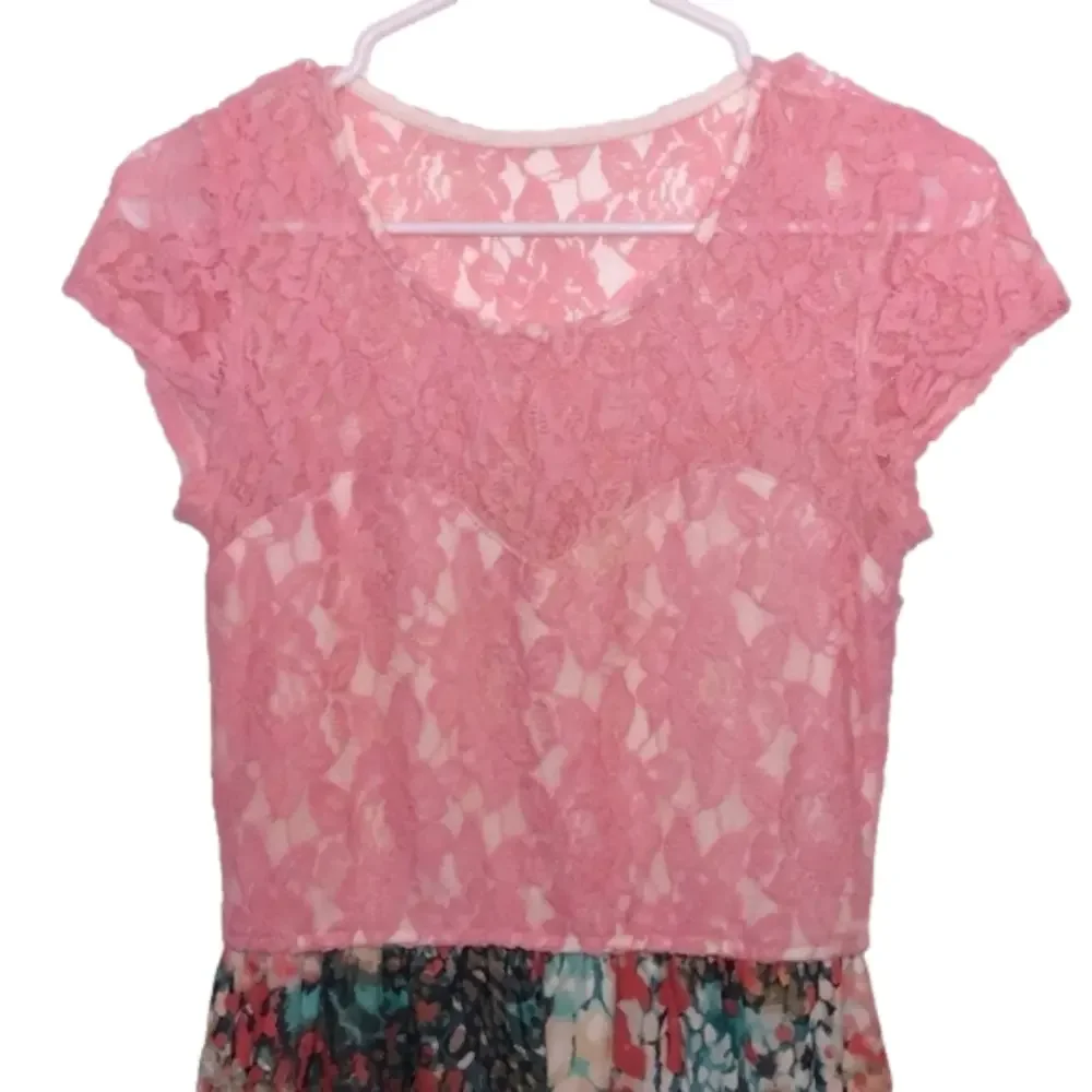 SPEECKLESS Pink Lace & Speckled High Low Dress
